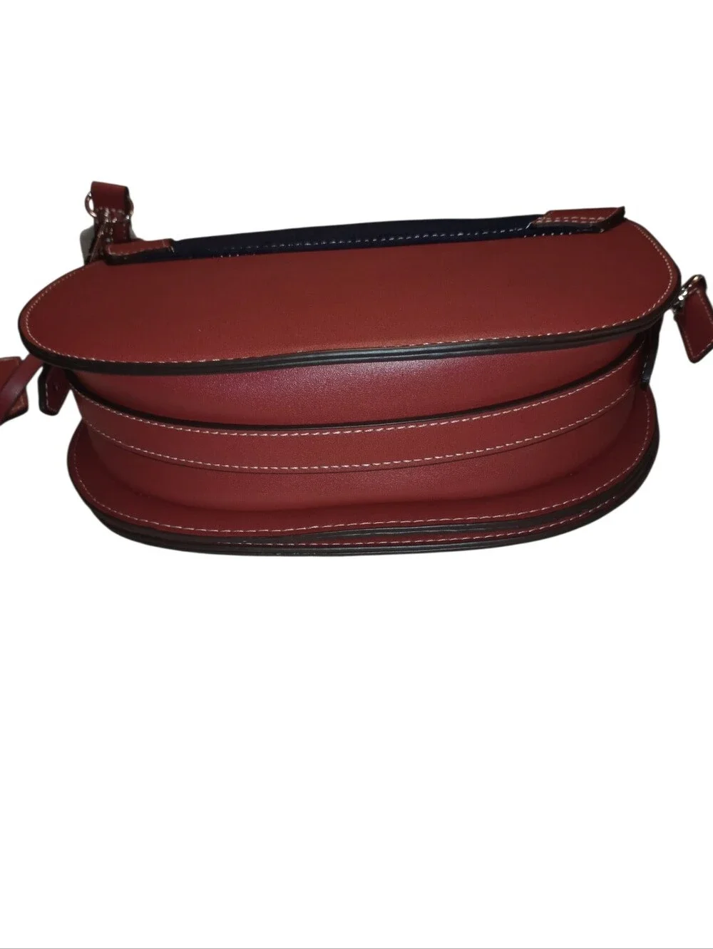 True Religion Navy Suede and Red Leather Crossbody with Beige Strap, NWT